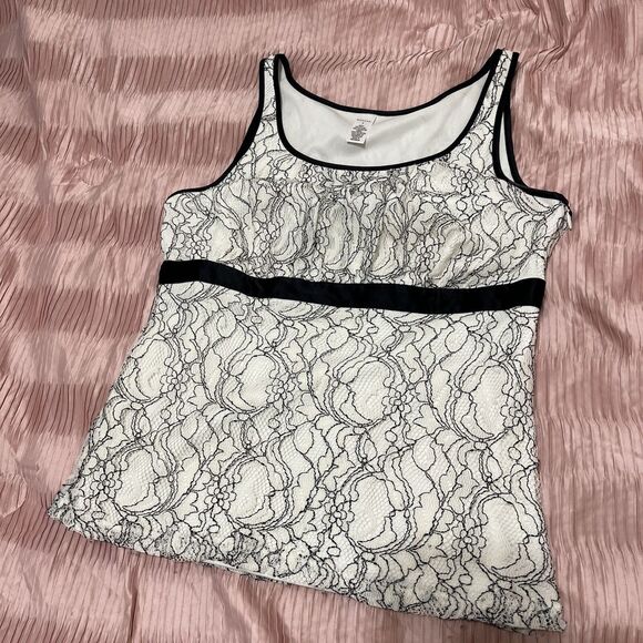 Merona Size Small Tank Top With Satin And Lace Detailing - Picture 2 of 10